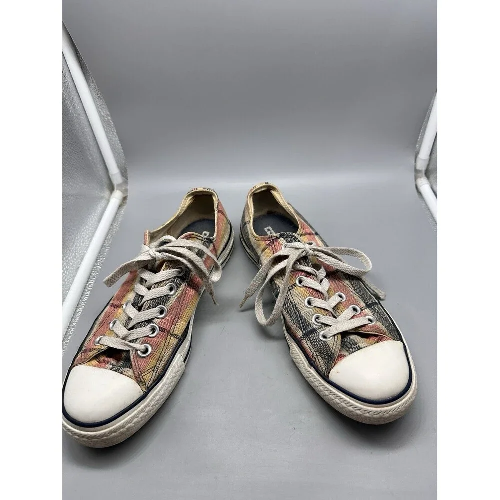 Vintage 2008 Converse All Star Plaid Low Top Sneakers Yellow Blue Red 104372F